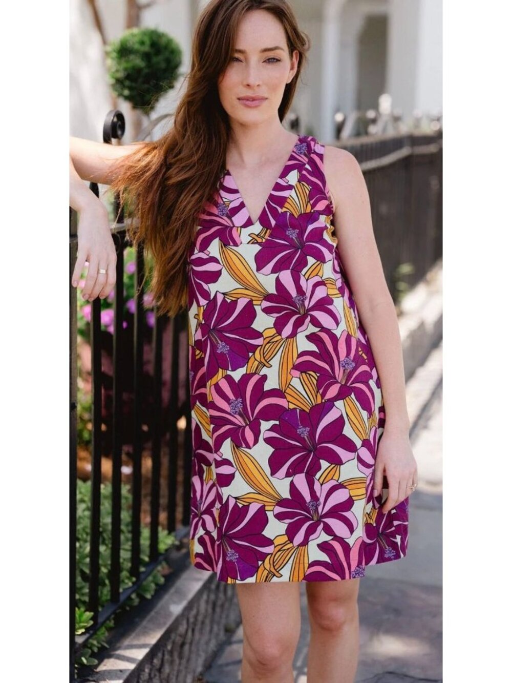 NWT Briton Court Linen Myla Mini Floral Dress Purple Size XS $172 [jb]